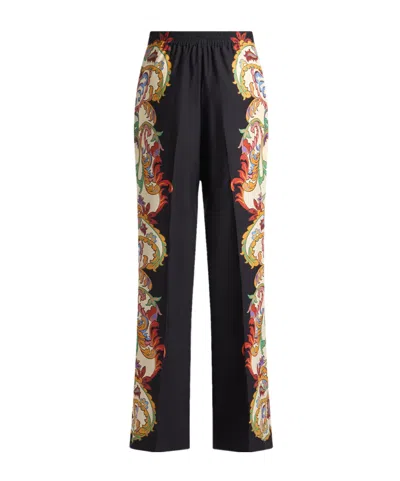 Etro Printed Casual Pants In Black