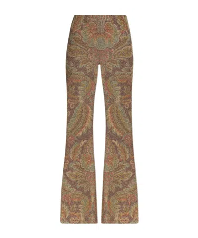 Etro Printed Casual Pants In Brown