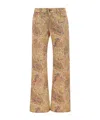 Etro Wide Leg Cotton Trousers With Paisley Pattern In Nude