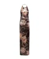 Etro Floral Crushed Velvet Backless Gown In Black
