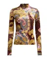 Etro Chenille Sweater With Print In Brown