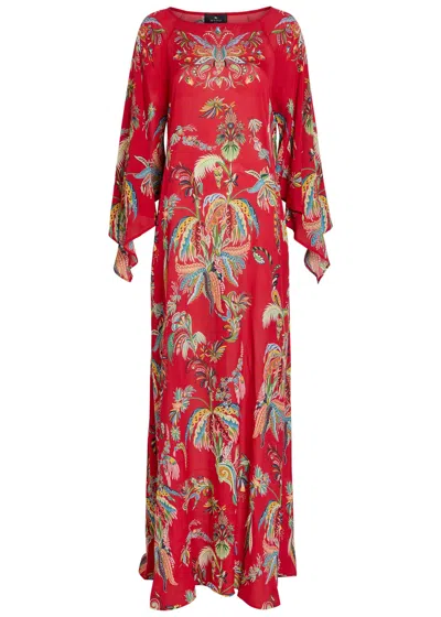 Etro Printed Chiffon Maxi Cover-up Dress In Multi