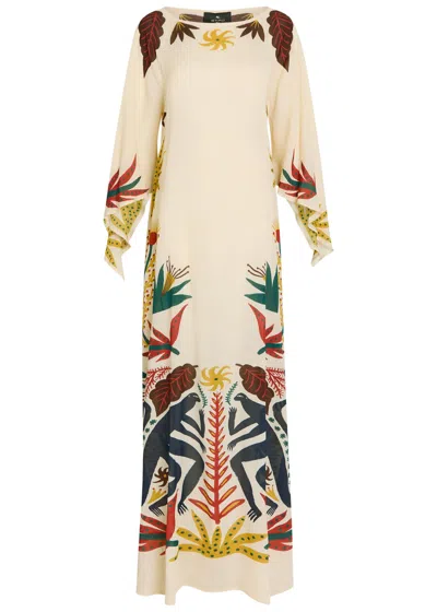 Etro Printed Chiffon Maxi Cover-up Dress In White