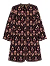 Etro Jacquard Jacket Contrast Trim Geometric Motif In Blue