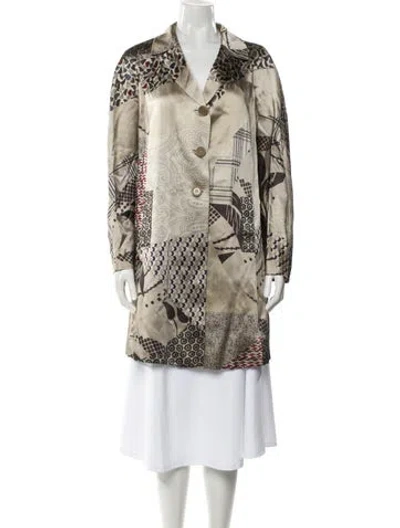 Pre-owned Etro Printed Coat In Gray