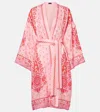 Etro , Jacquard Kesa Robe With Belt, Woman, Pink, Size M In Print On Pink Base