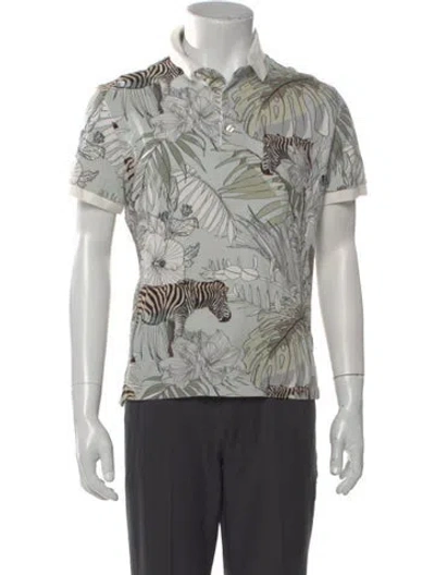 Pre-owned Etro Printed Collar Polo Shirt In Neutral