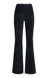 Etro Printed Corduroy Flared Pants In Dark Wash