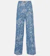 Etro Printed Cotton And Linen Wide-leg Pants In Multicoloured