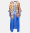 Etro Printed Cotton And Silk Beach Cover-up In Blue