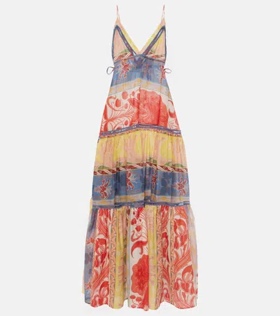 Etro Tiered Crochet-trimmed Printed Cotton And Silk-blend Voile Maxi Dress In Multi