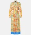 Etro Printed Cotton And Silk Midi Dress In Yellow