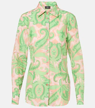 Etro Printed Cotton And Silk Shirt In Multicoloured