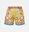 Etro Printed Cotton And Silk Shorts In Yellow