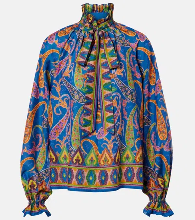 Etro Printed Cotton And Silk Twill Blouse In Multi