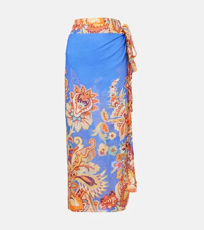 Etro Printed Cotton And Silk Wrap Skirt In Multi