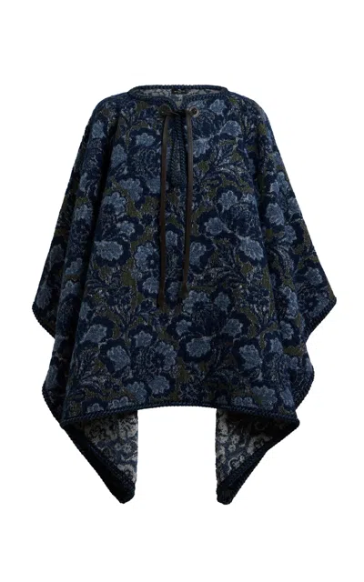 Etro Printed Cotton-blend Cape In Blue