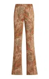 Etro Printed Cotton-blend Flare Pants In Multi