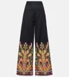 Etro Printed Cotton-blend Flared Pants In Black