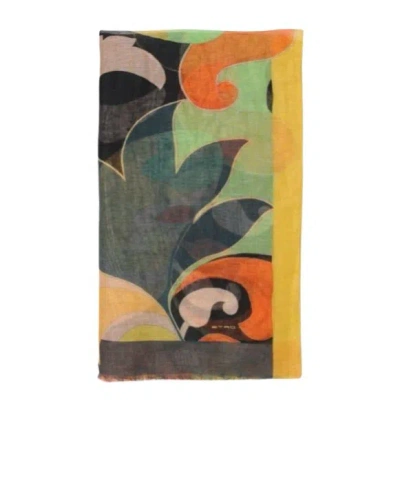 Etro Printed Cotton Blend Scarf In Multi