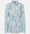 Etro Etch Paisley Long-sleeve Cotton Shirt In Blue