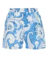 Etro Elastic Waistband Floral Pattern Lightweight Fabric Shorts In Blue