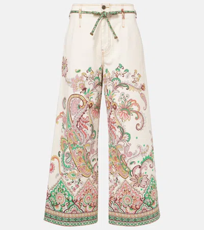ETRO PRINTED COTTON-BLEND WIDE-LEG PANTS