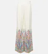 Etro Printed Cotton-blend Wide-leg Pants In White
