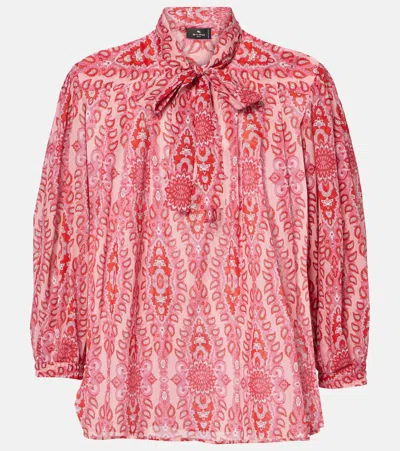 Etro Neck-tie Long-sleeved Blouse In Brown