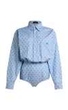 Etro Printed Cotton Body Shirt In Blue