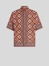 Etro Printed Cotton Short Sleeve Shirt In Red