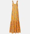 Etro Paisley-pattern Ruffled Maxi Dress In Orange