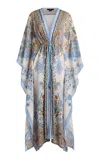 Etro Printed Cotton Caftan In Gray