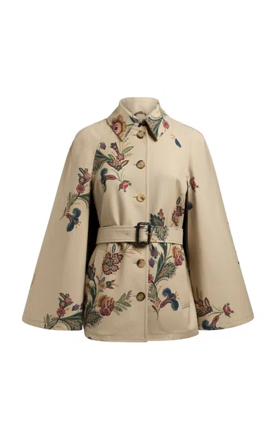 Etro Printed Cotton Cape Coat In Multi