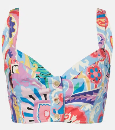 Etro Bedrucktes Cropped-top Aus Baumwolle In Multicolor