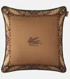 Etro Printed Cotton Cushion In Brown