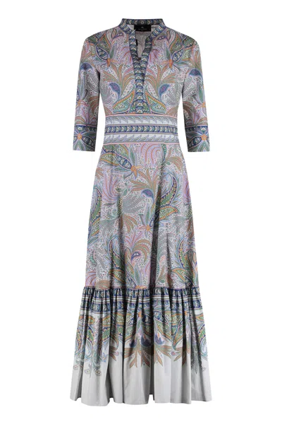 Etro Printed Cotton Dress In Multicolor