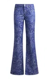 Etro Printed Cotton-linen Denim Pants In Blue