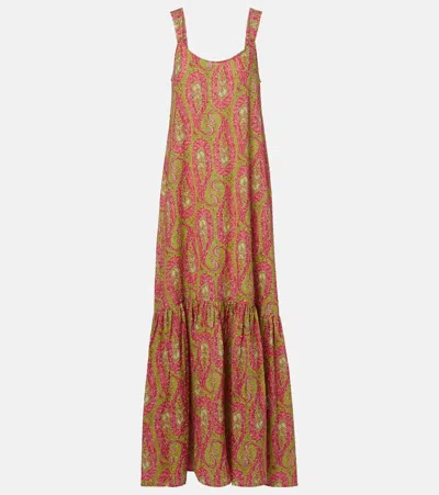 Etro Printed Cotton Maxi Dress In Brown