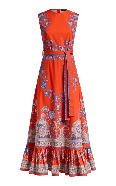 Etro Printed Cotton Maxi Dress In Orange