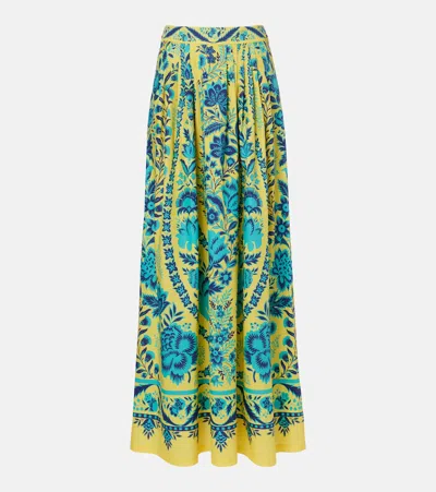 Etro Printed Cotton Maxi Skirt In Green