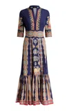 Etro Printed Cotton Midi Dress In Blue