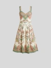 Etro , Printed Cotton Midi Dress, Woman, White, Size 36 In Multi