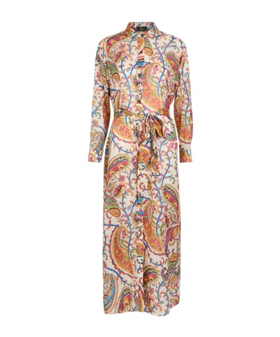 Etro Printed Cotton Midi Shirt Dress In Nude