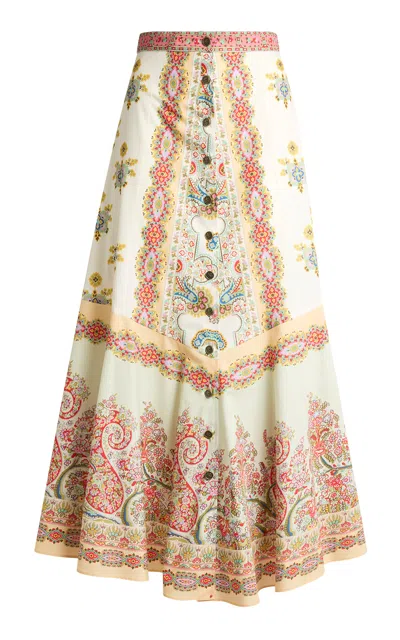Etro Printed Cotton Midi Skirt In Multi