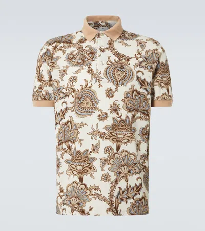 Etro Printed Cotton Piqué Polo Shirt In Multicolor
