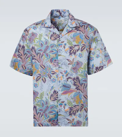 Etro Printed Cotton Poplin Bowling Shirt In Multi