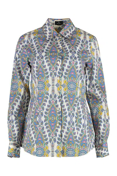 Etro Printed Cotton Poplin Shirt In Multi