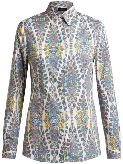 Etro Printed Cotton Poplin Shirt In Multi