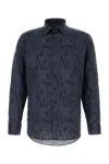 Etro Printed Cotton Shirt In Blue